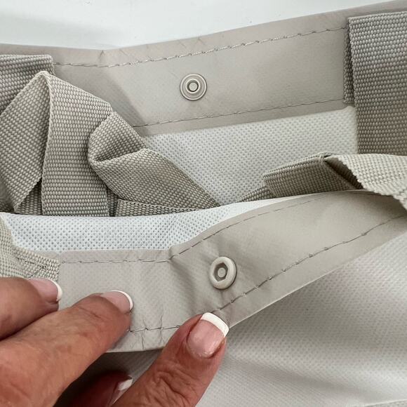 Lululemon Lot of 2 Large and Medium Reusable Shopping Tote Lunch Bags Gray Green - Picture 7 of 9